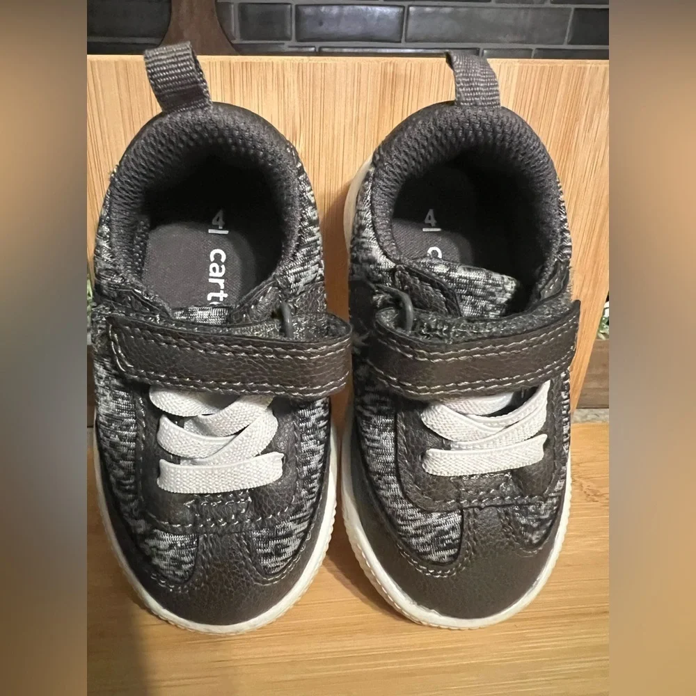 Carter's Gray and White Knit Toddler Sneakers